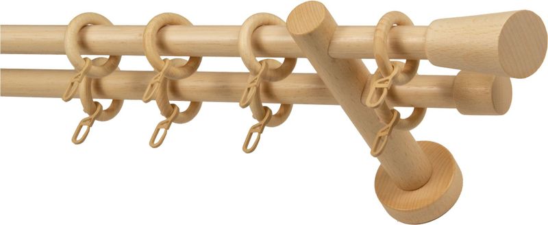 GARESA Gardinenstange »CLASSICO MOLIS«, 2 läufig-läufig, Wunschmaßlänge, Vorhanggarnitur, verlängerbar, Wandmontage, Keil, mit Ringe und Haken