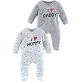 Klitzeklein Schlafoverall »2er Schlafoveralls: I love Mummy / I love Daddy«, (Packung, 2 tlg.), aus Bio-Baumwolle, Baby-Overalls