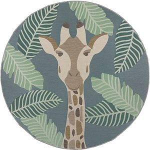FLAIR RUGS Teppich »Eric Giraffe«, rund, 2 mm Höhe, Outdoor geeignet