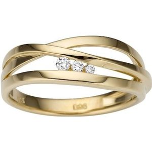 Firetti Goldring »Schmuck Geschenk Gold 585, Elegant, teilw. mehrreihig, massiv«, mit Brillanten
