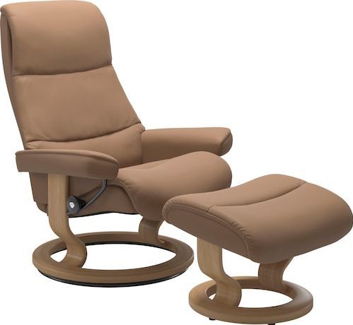Stressless® Relaxsessel »View«, (Set, Relaxsessel mit Hocker), mit Classic Base, Größe S,Gestell Eiche