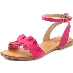 LASCANA Sandale »Sommerschuh«, Sandalette, Sommerschuh aus hochwertigem Leder mit kleinen Rüschen