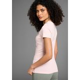 KangaROOS Kurzarmshirt, sehr figurbetonte Passform, bedruckte, melierte und metallic Optik