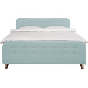 TOM TAILOR HOME Boxspringbett »NORDIC BOX«, mit Knopfheftung im Kopfteil und Fußteil, Füße in Buche natur
