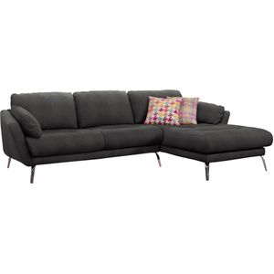 W.SCHILLIG Ecksofa »softy, Designsofa, zeitlos und elegant, hoher Sitzkomfort, L-Form«, mit dekorativer Heftung im Sitz, Füße Chrom glänzend