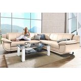 TRENDMANUFAKTUR Ecksofa »Rondo wahlweise mit Schlaffunktion, 267x247 cm (BxT), breite Armlehnen«, L-Form, wahlweise mit Federkern bestellbar, Füße schwarz