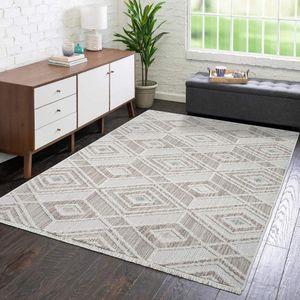 Carpet City Teppich »LINDO 8875«, rechteckig, 11 mm Höhe, Kurzflor, Hochtief-Muster/ 3D-Effekt, Fransen, Boho-Stil, Wohnzimmer
