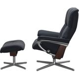 Stressless® Relaxsessel »Mayfair«, (Set, Relaxsessel mit Hocker), mit Hocker, mit Cross Base, Größe S, M & L, Holzakzent Braun