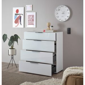 HBZ Kommode »Santorin Mehrzweckschrank mit Schubkästen, BxHxT 90x99x40 cm«, (1 St.), Mit 4 Schubkästen mit Softclose, Glasfront und Glasoberboden