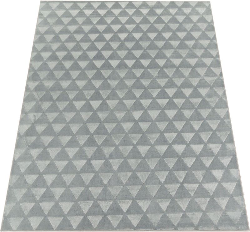 Paco Home Teppich »Haarlem 942«, rechteckig, 10 mm Höhe, Kurzflor, Uni Farben, Hoch-Tief Effekt, geometrisch, weich & kuschelig