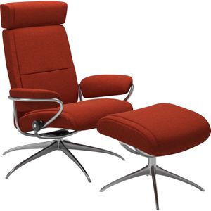 Stressless® Relaxsessel »Paris«, (Set, Relaxsessel mit Hocker), mit Hocker, Low Back mit Kopfstütze, mit Star Base, Gestell Chrom