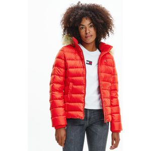 Tommy Jeans Daunenjacke »BASIC HOODED DOWN JACKET«, mit Kapuze, mit Fellimitat an der Kapuze & Tommy Jeans Logo-Flag