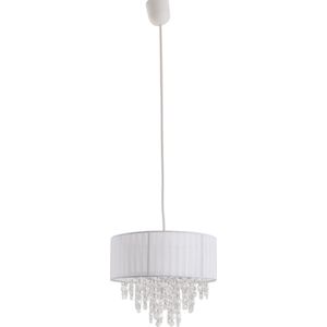 näve Pendelleuchte »Kristallo«, 1 flammig, Leuchtmittel E27  ohne Leuchtmittel-Leuchtmittel wechselbar, incl. Pendel: weiß - 80cm, Material: Metall/Kunststoff/Textil, weiß