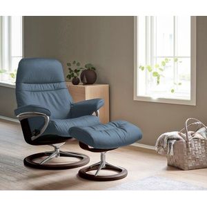 Stressless® Relaxsessel »Sunrise«, (Set, Relaxsessel mit Hocker), mit Signature Base, Größe M, Gestell Braun