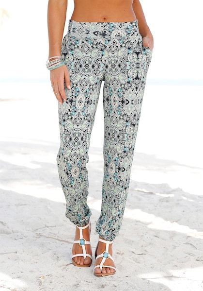 LASCANA Strandhose, mit Ethnoprint und Taschen, Sommerhose, Jerseyhose