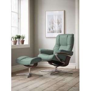 Stressless® Relaxsessel »Mayfair«, (Set, Relaxsessel mit Hocker), mit Hocker, mit Cross Base, Größe S, M & L, Holzakzent Braun