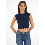 Tommy Jeans T-Shirt »TJW SLIM CRP BABYLOCK RIB TEE«, mit gewelltem Abschlüssen am Ärmel & Saum