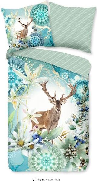 hip Wendebettwäsche »Xela«, Mako-Satin, 135x200, Reißverschluss, Wendeoptik, Winter, Reh, Grün