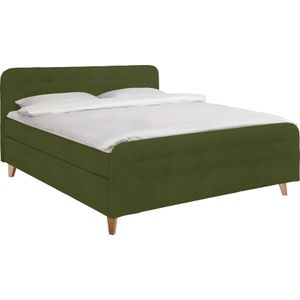 TOM TAILOR HOME Boxspringbett »NORDIC BOX«, mit Knopfheftung im Kopfteil und Fußteil, Füße in Buche natur