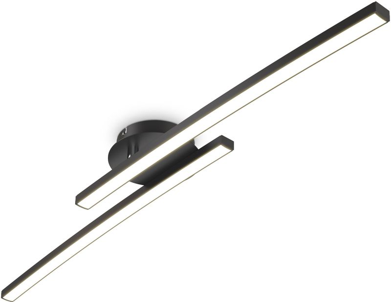 B.K.Licht Deckenleuchte, 2 flammig, Leuchtmittel LED-Modul  LED fest integriert, 2-flammige 12W Deckenlampe, schwenkbar, warmweiß, Schwarz, 1100 Lumen