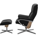 Stressless® Relaxsessel »Mayfair«, (Set, Relaxsessel mit Hocker), mit Hocker, mit Cross Base, Größe S, M & L, Holzakzent Eiche