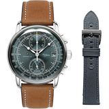 ZEPPELIN Chronograph »100 Jahre«, (Set, 2 tlg., Mit Wechselarmband), Quarzuhr, Armbanduhr, Herrenuhr, Made in Germany, Stoppfunktion