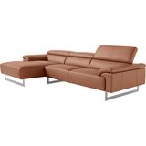 Egoitaliano Ecksofa »Malika, L-Form«, mit Recamiere, inkl. Kopfteilverstellung und chromfarbenen Metallfüßen