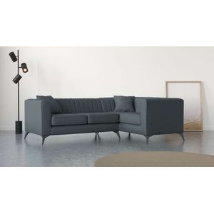 Places of Style Ecksofa »MATTHEW L-Form ideal für kleine Räume, Maße B/T/H: 240/167/74 cm«, elegantes Designsofa, Steppung im Rücken, incl. Zierkissen