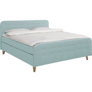 TOM TAILOR HOME Boxspringbett »NORDIC BOX«, mit Knopfheftung im Kopfteil und Fußteil, Füße in Buche natur