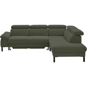 Home affaire Ecksofa »Arnayon mit Querschläfer-Bettfunktion, Schlafsofa, großer Bettkasten«, manuelle Kopfteilverstellung, Tonnentaschen-Federkern, Feincord L-Form