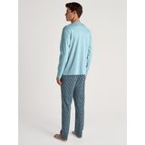 CALIDA Schlafanzug »Relax Streamline 2«, (2 tlg.), Langarm-Shirt mit eingefasstem Rundhalsausschnitt