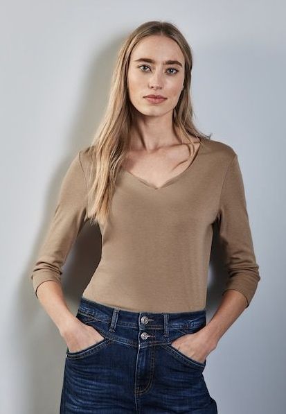 STREET ONE Langarmshirt, mit Herzausschnitt