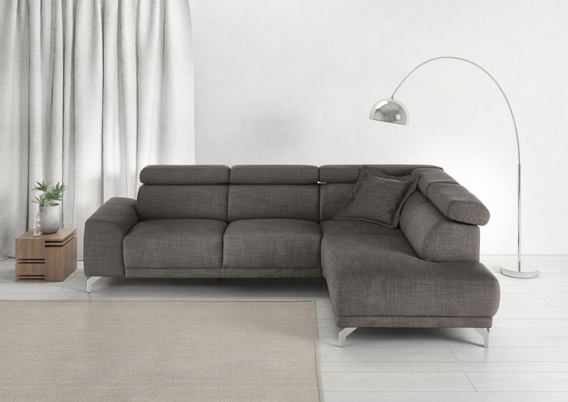 3C Candy Ecksofa »Greve Sofa immer mit manuelle Kopfteilverstellungen, modern, elegant«, wahlweise motorischer Sitzvorzug, bequem und zeitlos, L-Form