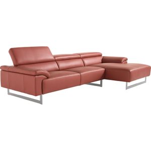Egoitaliano Ecksofa »Malika, L-Form«, mit Recamiere, inkl. Kopfteilverstellung und chromfarbenen Metallfüßen