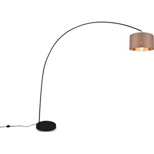 TRIO Leuchten Bogenlampe »MANSUR�«, Bogenlampe mit Stoffschirm, exkl. 1x E27 max 60Watt, Fußschalter, Schirm taupe/gold