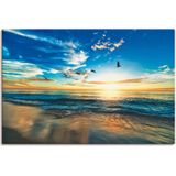 Artland Wandbild »Strand Möwen Meer Sonnenuntergang«, Sonnenaufgang & -untergang, (1 St.), als Alubild, Outdoorbild, Leinwandbild, Poster, Wandaufkleber