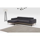 Places of Style Ecksofa »Carlo L-Form«, mit Kopfteilverstellung & Holz-Rahmenoptik, wahlweise Relaxfunktion