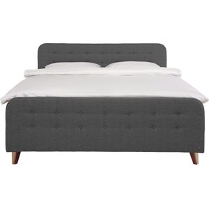 TOM TAILOR HOME Boxspringbett »NORDIC BOX«, mit Knopfheftung im Kopfteil und Fußteil, Füße in Buche natur