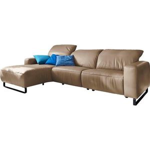 Home affaire Ecksofa »Juist L-Form«, mit Kopfteilverstellung und schwarzen Metallkufen