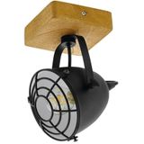 EGLO Deckenspot »GATEBECK«, 1 flammig, Leuchtmittel E14  ohne Leuchtmittel, Deckenlampe, Stahl in Schwarz und Holz in Natur, E14, FSC zertifiziert