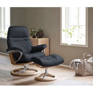 Stressless® Relaxsessel »Sunrise«, (Set, Relaxsessel mit Hocker), mit Signature Base, Größe M, Gestell Eiche