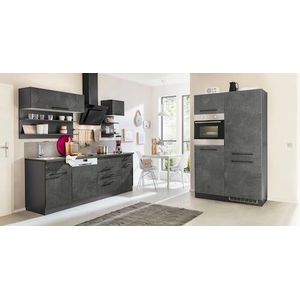 KOCHSTATION Küchenzeile »KS-Tulsa«, ohne E-Geräte, Breite 330 cm, schwarze Metallgriffe, MDF Fronten