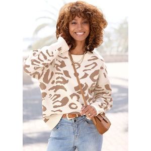 LASCANA Jacquardpullover, mit Leomuster, Strickpullover, Animalprint, modisch
