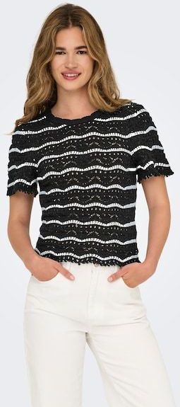 ONLY Kurzarmpullover »ONLANNASOFIA LIFE SS STRIPE O-NECK KNT«
