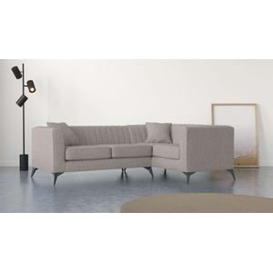 Places of Style Ecksofa »MATTHEW L-Form ideal für kleine Räume, Maße B/T/H: 240/167/74 cm«, elegantes Designsofa, Steppung im Rücken, incl. Zierkissen