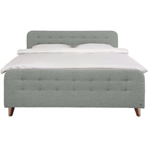TOM TAILOR HOME Boxspringbett »NORDIC BOX«, mit Knopfheftung im Kopfteil und Fußteil, Füße in Buche natur