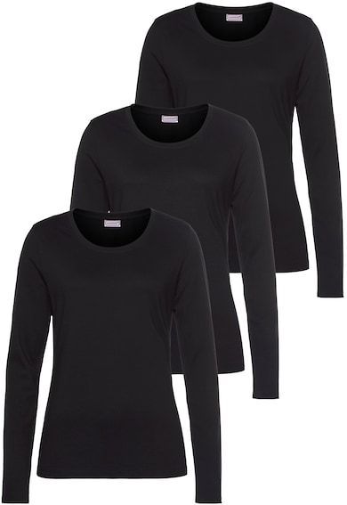 Eastwind Langarmshirt, (3er-Pack), Langarm, im Basic-Stil, Rundhalsausschnitt, aus Baumwolle