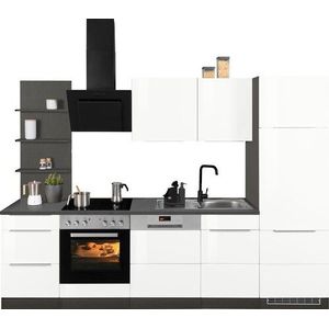 KOCHSTATION Küchenzeile »KS-Brindisi«, Breite 280 cm, wahlweise mit E-Geräten, mit MDF-Fronten und Regal