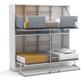 Opklap stapelbed Smart Bunk met bureau