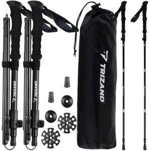 Trizand Opvouwbare Trekkingstokken - Verstelbaar 110-130 cm - Inclusief Accessoires en Draagtas